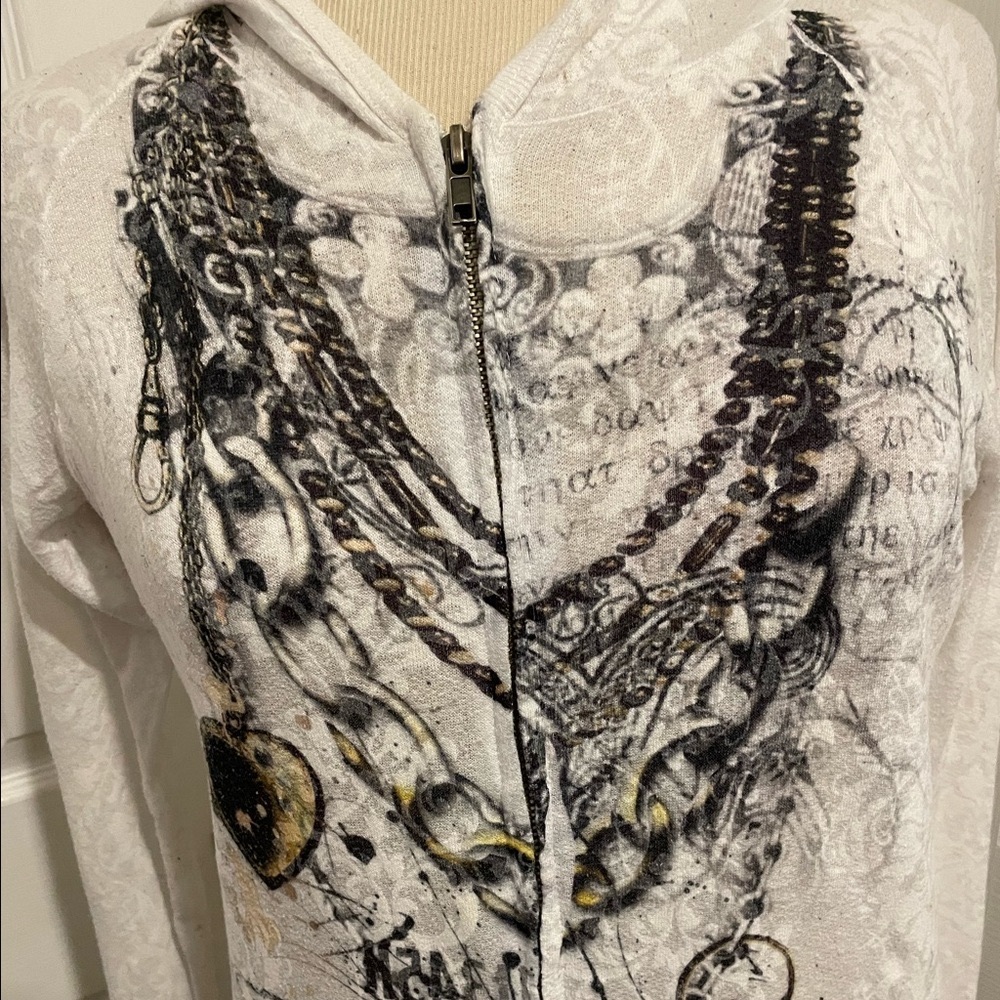 Zipper from light weight sweatshirt with chain design